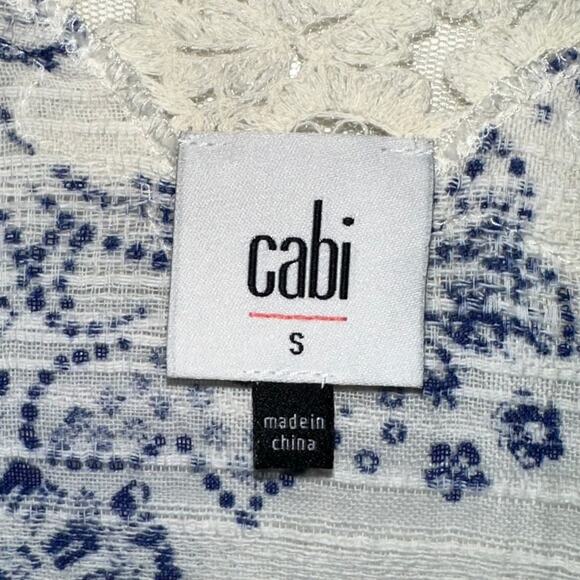 CAbi Veranda White Blue Paisley Swirl Tank Top 5223 Size Small - Picture 4 of 15